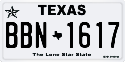 TX license plate BBN1617