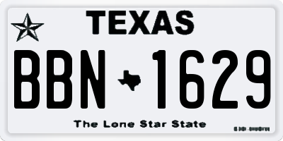 TX license plate BBN1629