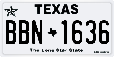 TX license plate BBN1636
