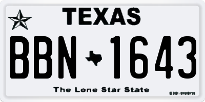 TX license plate BBN1643