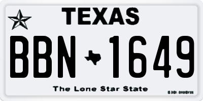 TX license plate BBN1649