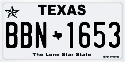 TX license plate BBN1653