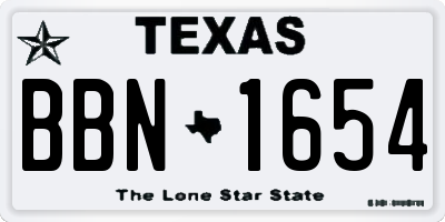 TX license plate BBN1654