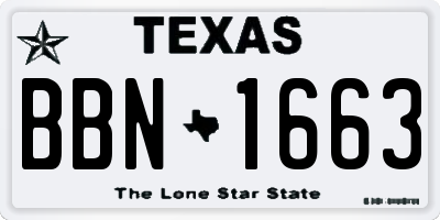 TX license plate BBN1663