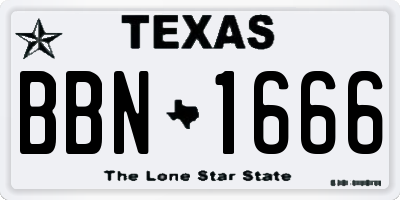 TX license plate BBN1666