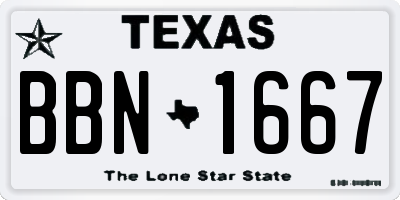 TX license plate BBN1667