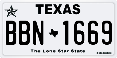 TX license plate BBN1669
