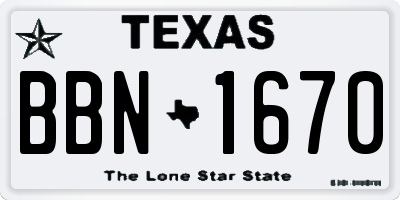 TX license plate BBN1670