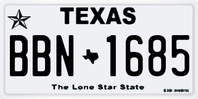 TX license plate BBN1685