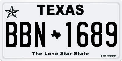 TX license plate BBN1689