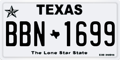 TX license plate BBN1699