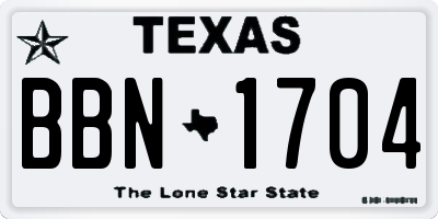 TX license plate BBN1704