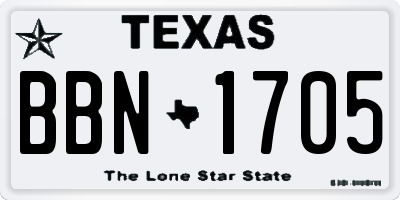 TX license plate BBN1705