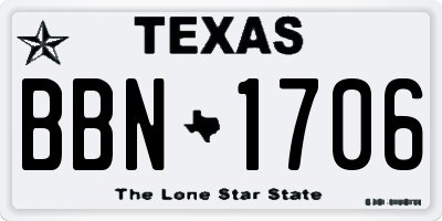 TX license plate BBN1706