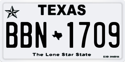 TX license plate BBN1709
