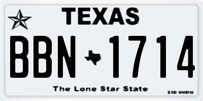 TX license plate BBN1714