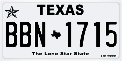 TX license plate BBN1715