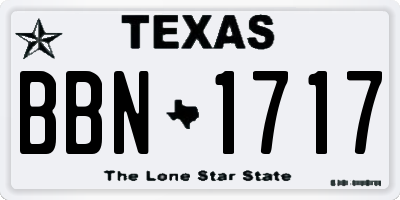 TX license plate BBN1717