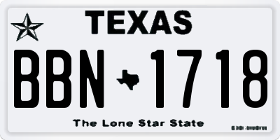 TX license plate BBN1718