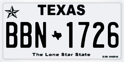 TX license plate BBN1726