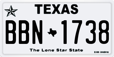 TX license plate BBN1738