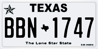 TX license plate BBN1747