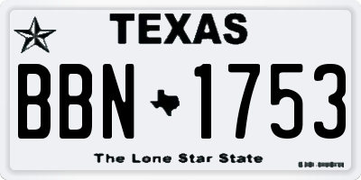 TX license plate BBN1753