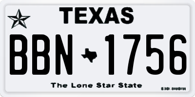 TX license plate BBN1756