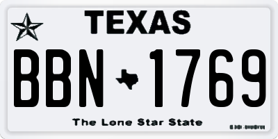 TX license plate BBN1769