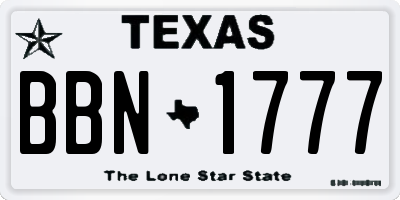 TX license plate BBN1777