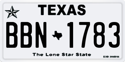 TX license plate BBN1783