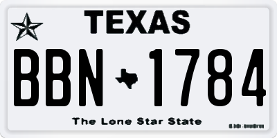 TX license plate BBN1784