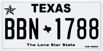 TX license plate BBN1788