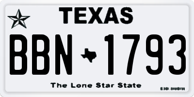 TX license plate BBN1793