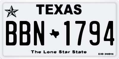 TX license plate BBN1794