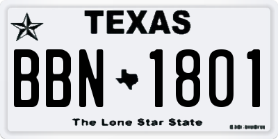 TX license plate BBN1801