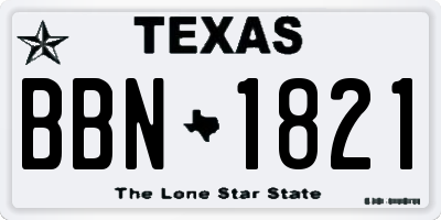 TX license plate BBN1821