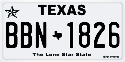 TX license plate BBN1826