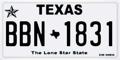 TX license plate BBN1831