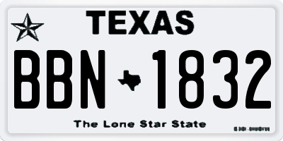 TX license plate BBN1832