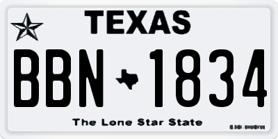 TX license plate BBN1834