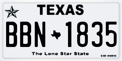 TX license plate BBN1835