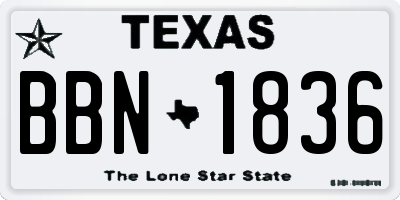TX license plate BBN1836