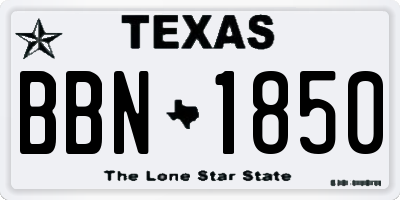 TX license plate BBN1850