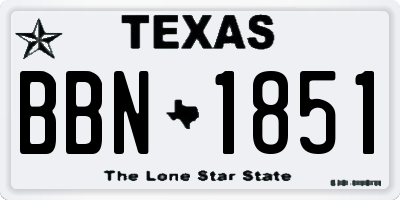 TX license plate BBN1851