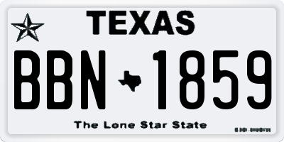 TX license plate BBN1859