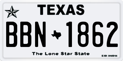 TX license plate BBN1862