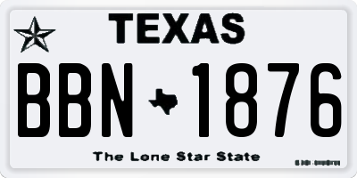 TX license plate BBN1876