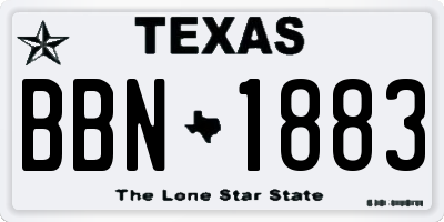 TX license plate BBN1883