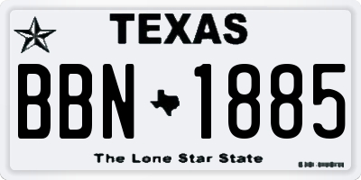 TX license plate BBN1885